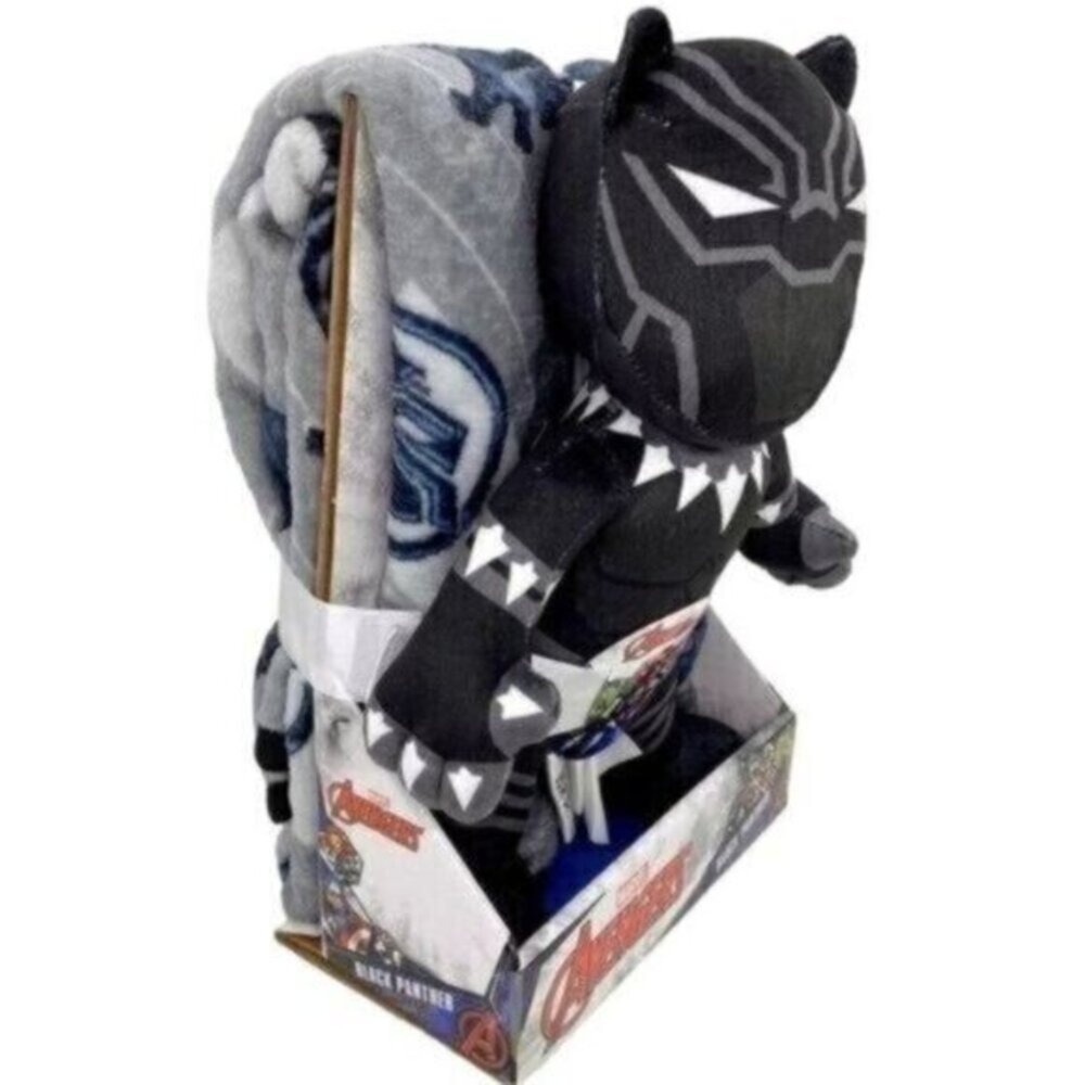 Marvel Avengers Black Panther Character Pillow and Throw Blanket Set New